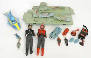 Captain Scarlet and the Mysterons and Stingray collection of loose toys and vehicles, including a Vivid Imaginations Cloudbase playset, large electronic Stingr