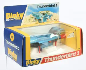 Dinky Toys 106 "Thunderbirds" Thunderbird 2 - Metallic blue body with black base and red plastic legs