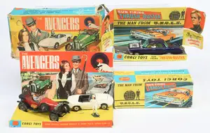 Corgi Toys A Pair - (1) 497 "The Man From UNCLE" - Blue body, cast hubs, plastic lamps
