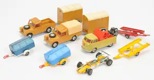 Corgi Toys A Group Of 6 To Include - Land Rover With Rice's Horse Box, Volkswagen With Racing Car On Trailer