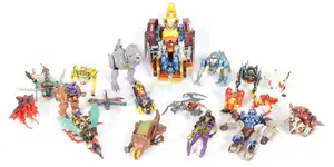 Hasbro, a Unboxed Group of Transformer Beast Wars Action Figures