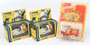 Corgi Toys A Group Of 3 - (1) 259 "Batman" Penguinmobile - White with gold trim including dish wheels,