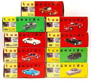 Vanguards, a boxed 1:43 scale group to include VA06400 Vauxhall PA Cresta in Dusk Rose/Lilac Haze and others