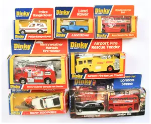 Dinky Toys A Group Of 7 To Include - 344 Land Rover Pick-Up - Blue, 285 Merryweather Fir Engine