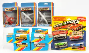 Matchbox Superfast & Skybusters Group to include 1980 U.S Issue "Speed Sticks" Gift Set containing the following made in Hong Kong cars - 76a Mazda RX7 with bl