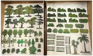 Britains & Similar Makers - A Group of Lead Trees, Shrubs & Fencing