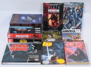 Marvel Comics & similar, TV & Film related Hardback & Paperback Graphic Novels & Books, Alien, Predator, Hellraiser, RoboCop, Godzilla, Star Wars & similar.  A