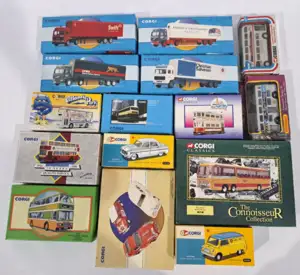 Corgi and Matchbox, a boxed group of diecast models. Including a Corgi Classics Guy Arab bus from The Connoisseur Collection, a Matchbox Models of Yesteryear 