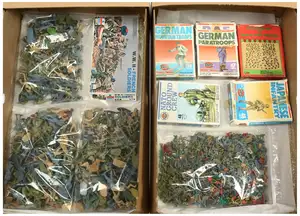 Airfix & Similar - A Boxed and unboxed Group of Various Scaled Plastic Model Soldiers. Themes Appear mostly WWII and similar - grouped in bags.