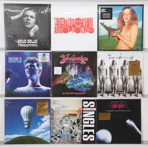 New Vinyl: A collection of classic, progressive, and pop rock LPs featuring notabl…