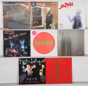 New Vinyl: A selection of Synth-pop, New Wave and Electronic albums featuring notable artists Japan, Soft Cell, and Pet Shop Boys. The collection includes seve