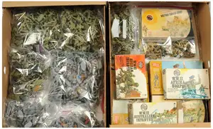 Airfix or Similar Makers - A Large Group of Plastic Figures and boxes. Mostly 50mm in scale, Primarily World War 2 themed, Some Painted. Boxes are mostly Empty