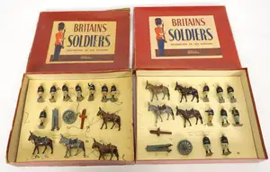 Britains - 2 x Set No. 28 'Royal Artillery Mountain Gun', Boxed. 1952 version. Both are Missing the Mounted Officer but include an additional 2 units per set.