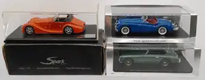 Spark, a boxed 1:43 scale Classic/Sports group to include SPMN01 Morgan Aero 8 in Metallic Orange (broken case), S2123 Jaguar XK140 Roadster (1957) along with 