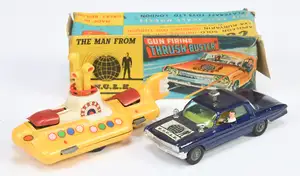 Corgi Toys A Pair - (1) 497 "The Man From Uncle" Thrushbuster - Blue body with plastic lamps