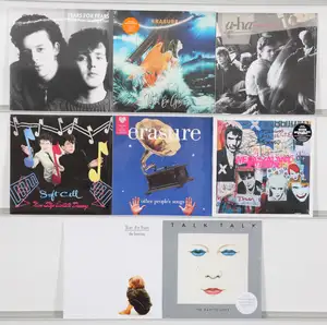 New Vinyl: A selection of synth-pop and new wave vinyl albums featuring prominent acts from the 1980s and beyond. Notable artists include Tears For Fears, Eras