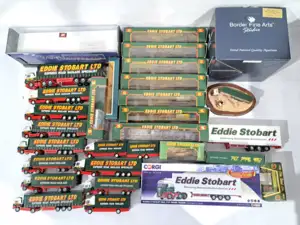 Corgi and similar, a boxed and unboxed group of predominantly 1:50 scale diecast commercial vehicles. Including numerous Eddie Stobart articulated lorries and 