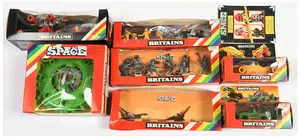Britians - 'Space' Range - A Group of Boxed Sets, one empty box and leaflet. Comprising: 9114 'Stargard Flight Buggy' plus 9117, 9128, 9136 & 9146.