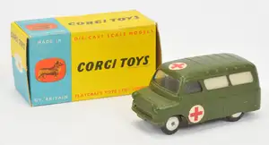Corgi Toys Military 414 Bedford "Ambulance" - Green body with red and white cross labels to roof and sides,