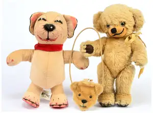 Merrythought Cheeky teddy bear, Bonzo dog, etc, late 20th century