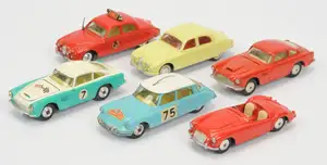 Corgi Toys A Group Of 6 To Include - Citroen DS "Rallye Monte Carlo" - Light blue body with white roof, Jaguar "Fire" Car