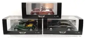 Neo Scale Models, a boxed 1:43 scale group comprising of NEO44271 MG RV8 (Open Top), NEO45485 Bristol 401 along with NEO43925 MG FT 1500