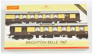 Hornby (China) OO Gauge R3606 brown and cream Brighton Belle 1967 Driving Trailer Car Pack consisting of Motor Brake Parlour Car No.92 and Non-Powered Motor Br