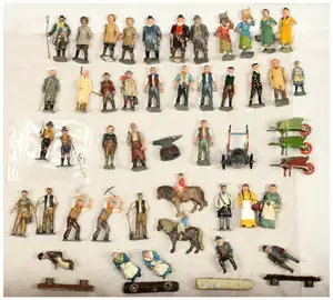 Britains Home Farm - A Group of Lead Farm & Civilian Figures plus Accessories