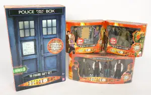 Character Options Doctor Who boxed action figure gift sets comprising 1. Series 3 10 Figure Gift Set including The 10th Doctor, Martha Jones, Novice Hame, Lili