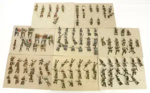 Britains or Similar - A Large Group of British Infantry or similar Lead Figures, trayed and Strung.
