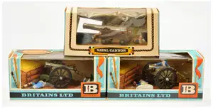 Britains Cannons - Cat. No. 9736 'Naval Cannon' & 2 x Cat. No. 9737 'Gun of the Revolution'. 