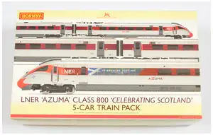 Hornby (China) OO Gauge R3827 Class 800 IEP five car pack 800104 'Celebrating Scotland' in LNER 'Azuma' livery. Appears to be DCC fitted. Conditions appear Exc