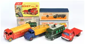 Dinky Toys A Group Of 4 - (1) 425 Bedford TK Coal Truck - Red, With Scales and Coal Sacks,