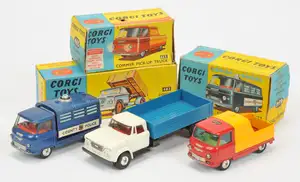 Corgi Toys A Group Of 3 - (1) 464 Commer "County Police" Van - Blue body, spun hubs, battery operated issue