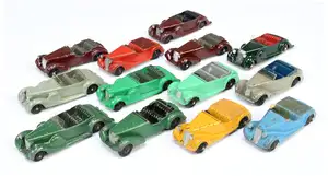 Dinky Toys 38 Series A Group Of 13 To Include - Armstrong Siddeley - Grey with blue interior