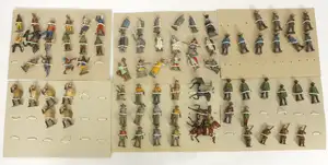 Britains or Similar - A Large Group of Cowboy, Indian & Mexican Lead Figures, trayed and Strung.