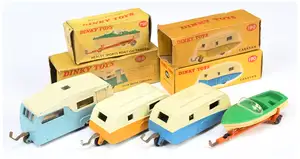 Dinky Toys A Group Of 4 - (1) 188 Caravan - Two-Tone Cream and blue, (2) 190 Caravan