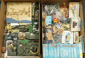 Airfix, Timpo & Similar - A Large Group of Boxed & Unboxed H0/00-Scale Figures, Timpo Figures Etc. Includes Cat No. 1707 'Gun Emplacement', Vac Formed Terrain 
