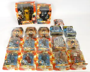 Character Options Doctor Who carded and boxed figure and playset collection including 1. Sanctuary Base Set, 2. Electronic Flight Control TARDIS, 3. Time Squad