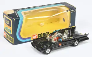 Corgi Toys 267 "Batman" Batmobile - Black body with harder to find clear windows, "Batman" figure only,