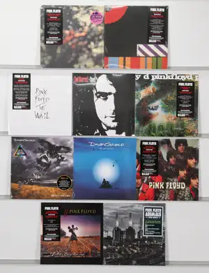 New Vinyl: A selection of progressive and psychedelic rock LPs featuring various Pink Floyd remastered studio albums and solo releases