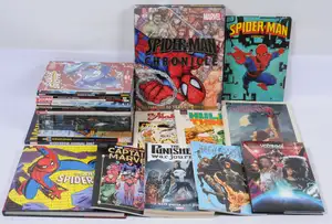 Marvel Comics, Hardback & Paperback, Graphic Novels & similar, Spider-man, Captain Marvel, The Punisher, The Inhumans & similar.  Although unchecked for comple