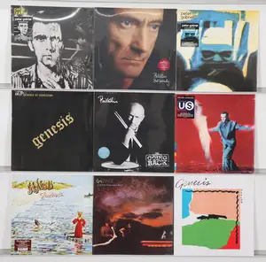 New Vinyl: A collection of progressive rock and pop rock LPs featuring studio albums from Genesis alongside solo works by Peter Gabriel and Phil Collins. This 