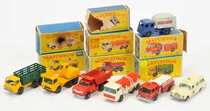 Matchbox Regular Wheels Commercial Vehicle group to include 3c Mercedes Benz Binz Ambulance - cream body with Red Cross door labels, light blue windows, ivory 