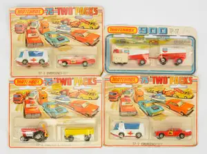 Matchbox Superfast Twin Pack group (1) 900 Series TP17 Freeway Gas Tanker - "Chevron", red cab with purple windows, cast hole to rear of trailer, black plastic