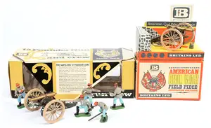 Britains - American Civil War Series - Set 4435 'Confederate A.C.W. Gun Team With Gun' & Set 9726 'American Civil War Field Piece'.