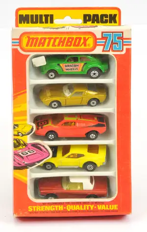 Matchbox Superfast MP1 multi pack Gift Set comprising (1) 6b Mercedes 350SL - bronze body, white plastic roof, clear windscreen, lemon yellow interior, bare me