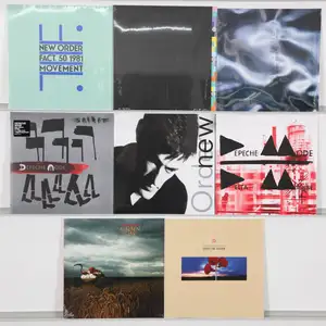 New Vinyl: A collection of synth-pop and alternative rock vinyl featuring iconic releases from New Order and Depeche Mode. This selection includes classic stud