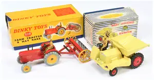 Dinky Toys A Pair - (1) 310 Massey Harris Tractor - Red with yellow metal wheels, light tan figure