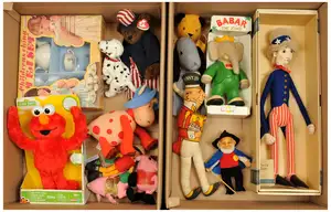 Steiff modern Uncle Sam and Vicenz figures, Bendy Babar, etc